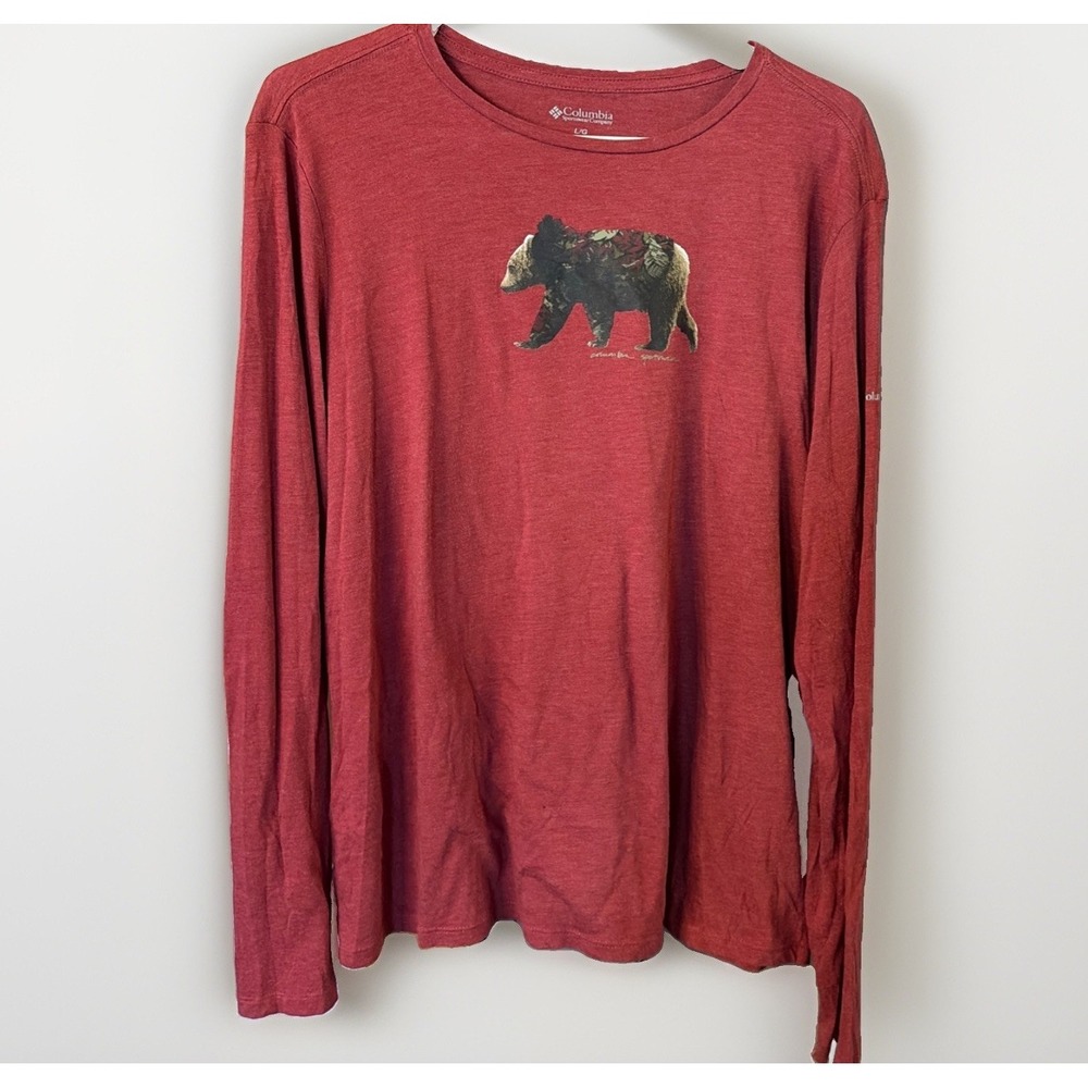 Columbia Bear Hiking Camping Outdoor Cabincotr Womens L Long Sleeve T Shirt
